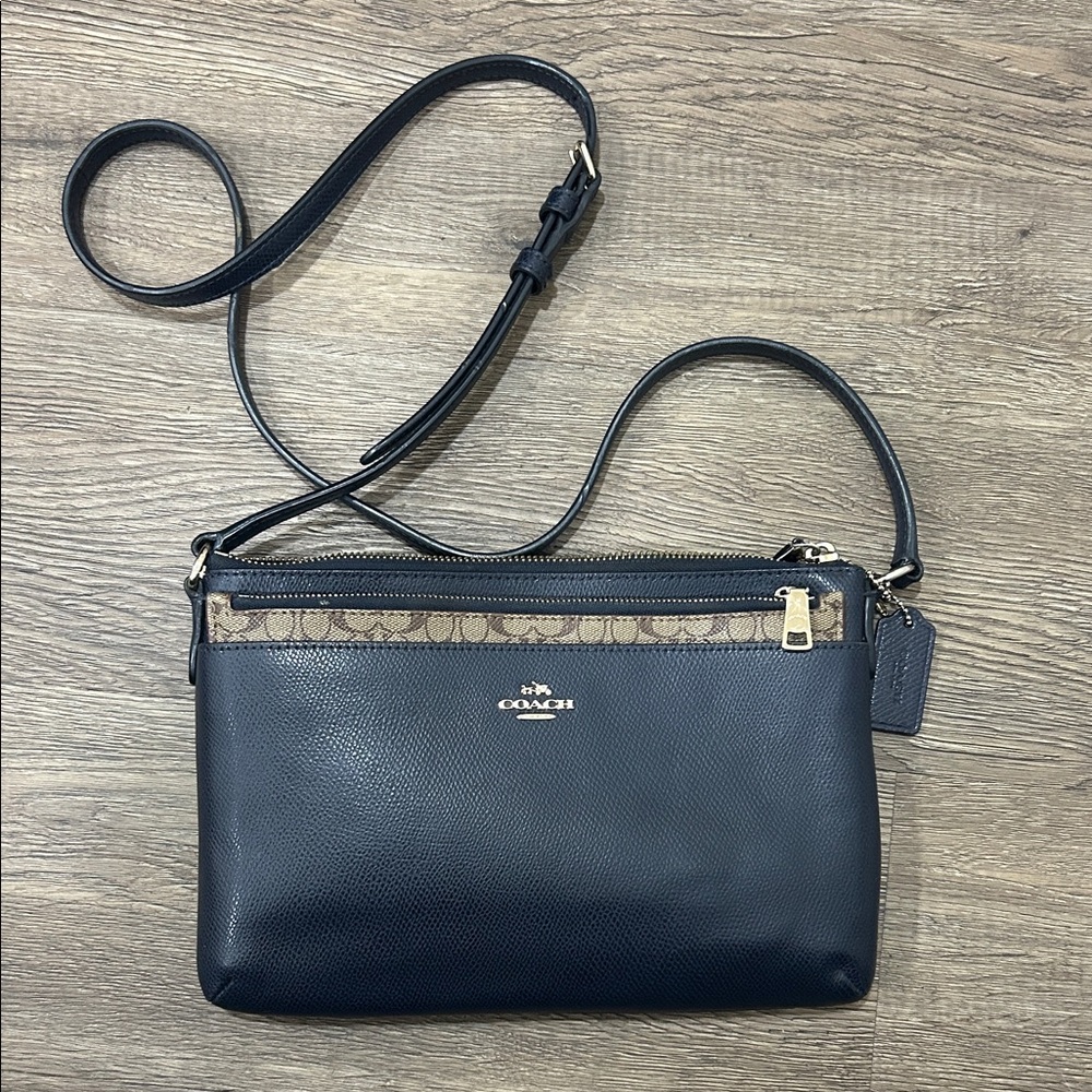 Coach Dark Blue and Brown Crossbody Bag